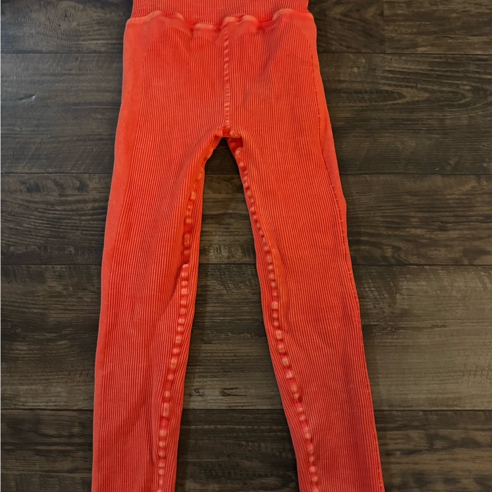 Free People happiness runs ultra high rise Vibrant Orange women ribbed Leggings